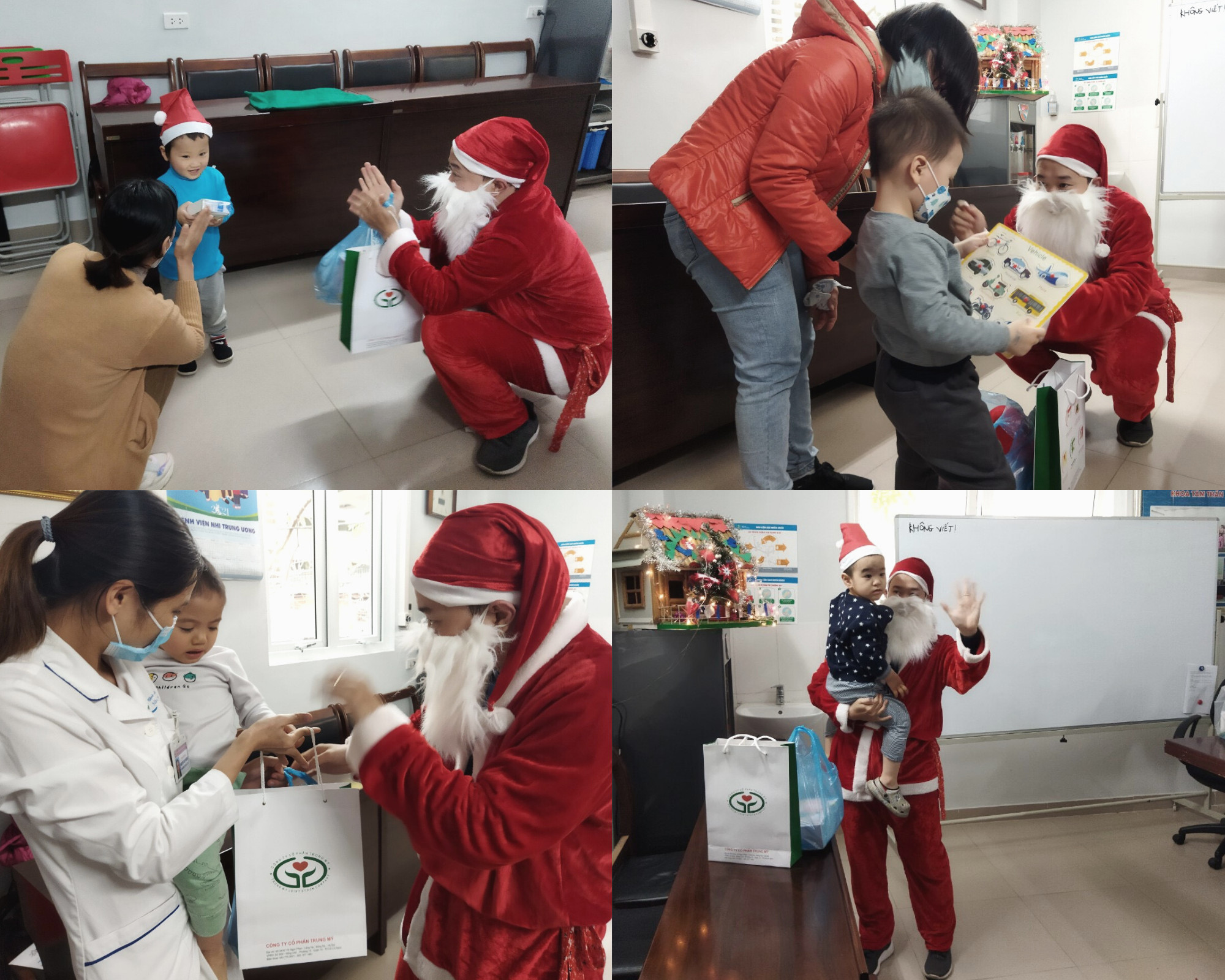 Bác sĩ “hóa thân” thành ông già Noel trao quà cho các bé